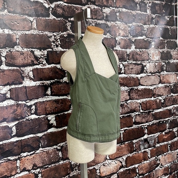 Inked & Faded Moto Vest Army Green Zip Size Small - Picture 6 of 13